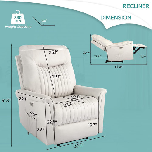 BESUNYST Power Reclining Adjustable Heated Massage Chair Recliner